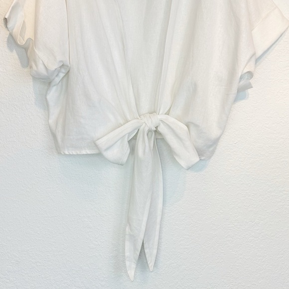 Just Bee Queen Chiara Linen Wrap Top in Vanilla Cream New With Tags Large - Picture 7 of 12